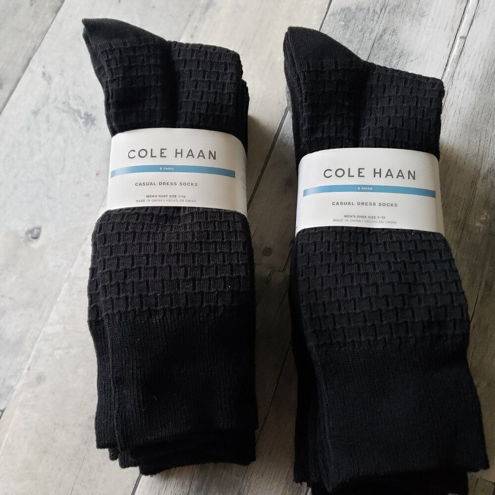 NWT - 12-pair Black Cole Haan Men's Dress Sock Fits Men's shoe size 7-12